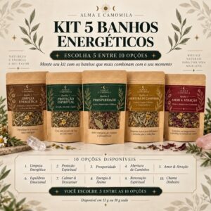 Kit 5 Banhos Energéticos de Ervas | Escolha 5 | Limpeza, Proteção, Prosperidade, Amor, Equilíbrio e Caminhos | 15g/30g