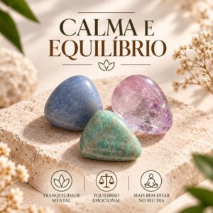 Kit 3 Pedras Naturais Calma e Equilíbrio Ametista Quartzo Azul e Amazonita