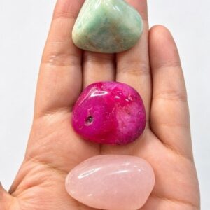 Kit do Amor e Autoestima | Quartzo Rosa Ágata Rosa Amazonita | 3 Pedras Naturais Grandes Cristais Amor-Próprio
