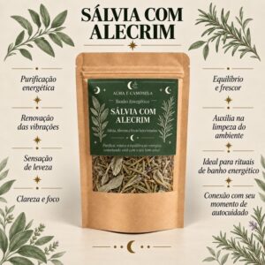 Banho Energético Sálvia com Alecrim | Limpeza Energética, Proteção, Renovação e Leveza | Banho de Ervas