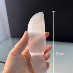 FACA / ADAGA DE SELENITA 20 CM – PEDRA NATURAL PARA LIMPEZA ENERGÉTICA, PROTEÇÃO E CORTE ENERGÉTICO