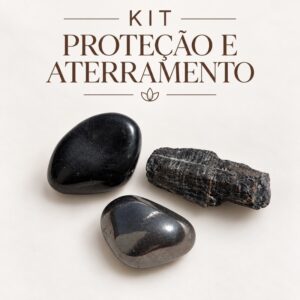 KIT PROTEÇÃO E ATERRAMENTO | Turmalina Negra + Ônix + Hematita | Pedras Naturais Cristais Proteção Energética