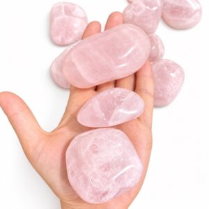 Quartzo rosa rolada grande gigante de 55 a 155 gramas cada – Pedra do amor próprio.
