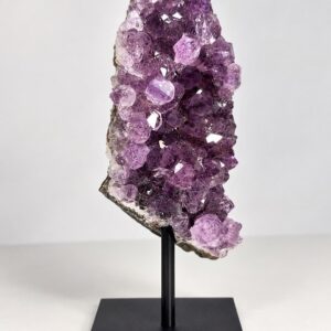 Drusa de Ametista Natural no Pedestal | Pedra Bruta Cristal Natural Base de Ferro Decoração Energia