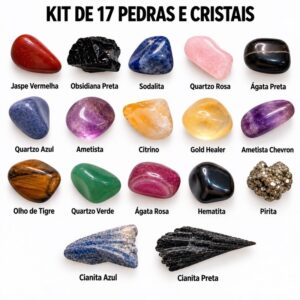 Kit 17 Pedras e Cristais Naturais Médios | Proteção Prosperidade Amor Energia e Espiritualidade