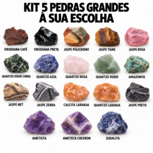 Kit 5 Pedras Naturais Brutas à Escolha | Cristais, Ametista, Quartzo, Jaspe e Obsidiana