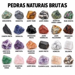 Pedra Natural Bruta – Rubi Zoisita, selenita, hematita, Fluorita Lilás, Jaspe, Obsidiana, Ametista, Quartzo e Mais