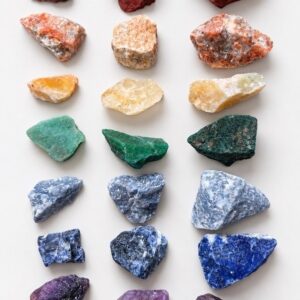 Kit 7 Chakras Pedras Naturais Brutas P M G | Cristais Naturais Reiki Meditação Equilíbrio Energético