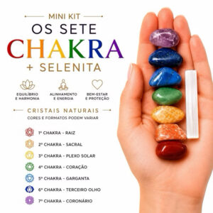 PRESENTE 7 CHAKRAS COM SELENITA PEDRAS NATURAIS CRISTAIS ENERGIA PROTEÇÃO EQUILÍBRIO ESPIRITUAL CAIXA ROSA