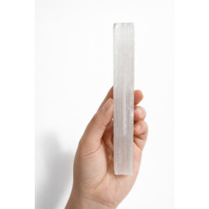 Bastão de Selenita 15cm 80-100g Limpeza Energética Proteção Espiritual Pedra Natural Original