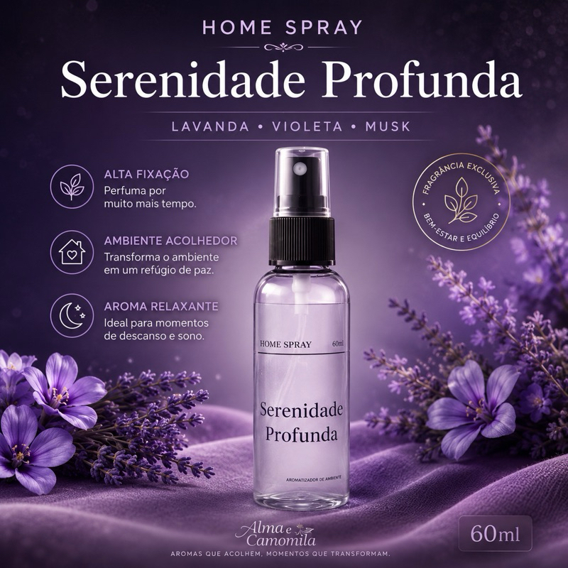 Perfume para casa- Serenidade Profunda -Home Spray 60ml Lavanda Violeta Musk Alta Fixação Perfume para Casa Relaxante - Imagem 5