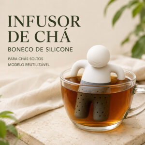 INFUSOR DE CHÁ CRIATIVO BONEQUINHO FILTRO PARA ERVAS REUTILIZÁVEL PRÁTICO E DIVERTIDO