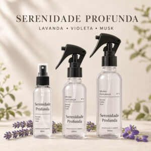 Perfume para casa- Serenidade Profunda -Home Spray 60ml Lavanda Violeta Musk Alta Fixação Perfume para Casa Relaxante
