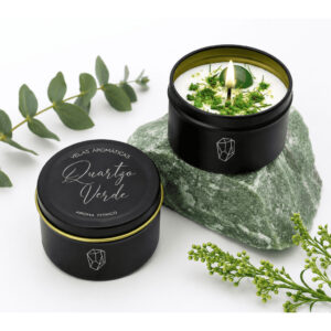 Vela Aromática com Cristal Natural | Ametista Quartzo Rosa Quartzo Verde Turmalina Negra | Aromaterapia Energia Decoraçã