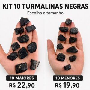 Kit 10 Pedras Turmalina Negra Bruta Natural | Maiores ou Menores | Cristal Proteção Energética