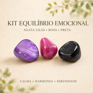 Kit Ágata Lilás Rosa Preta Natural | Equilíbrio Emocional Proteção Energia Ansiedade Cristais Naturais Pedra Energética