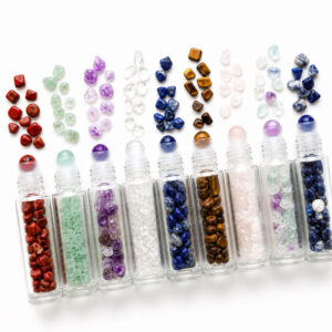 Frasco rollon Roll-On 10ml com Pedra Natural | Perfume Gloss Portátil Recarregável