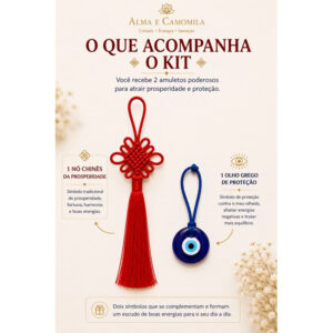 Kit 2 Amuletos Olho Grego Proteção + Nó Chinês Prosperidade Feng Shui Porta Carro Bolsa Presente