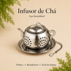 INFUSOR DE CHÁ INOX COM CORRENTE FILTRO PARA ERVAS CHÁ AÇO INOXIDÁVEL PRÁTICO E DURÁVEL