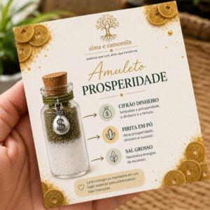 Amuletos Proteção e Prosperidade com Olho Grego, Turmalina Negra, Pirita, Sal Grosso e Cifrão – 2 Un – 1 de cada