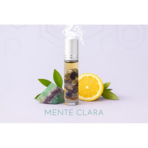 Roll-on Aromaterapia Foco Mente Clara com Cristal de Fluorita e Óleo Essencial Litsea Cubeba 10ml Para Estudos -Rollon