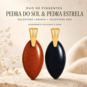 Semijoia- Pingente Pedra do Sol – Folheado a Ouro – Colar Feminino Brilho Elegante