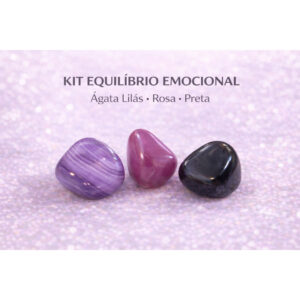 Kit Ágata Lilás Rosa Preta Natural | Equilíbrio Emocional Proteção Energia Ansiedade Cristais Naturais Pedra Energética