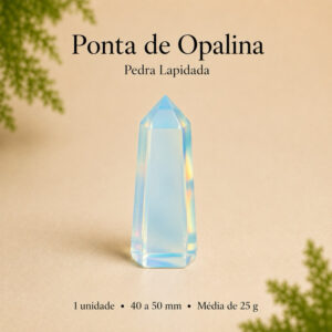 PEDRA DA LUA – Ponta de Pedra Opalina Lapidada 40 a 50mm – Brilho Azul Opalescente Tipo A