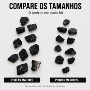 Kit 10 Pedras Turmalina Negra Bruta Natural | Maiores ou Menores | Cristal Proteção Energética