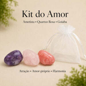 Kit do Amor Cristais Naturais | Ametista Quartzo Rosa Goiaba | Autoamor Atração Harmonia Energia