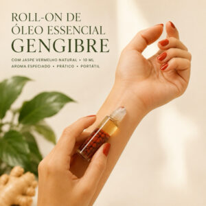 Óleo Essencial Roll-on Gengibre E Pedra Jaspe Vermelho 10ml Aromaterapia Energia Coragem Foco Vitalidade – Rollon