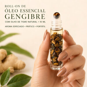 Roll-on de oleo essencial Gengibre E Pedra Olho De Tigre 10ml Aromaterapia Energia Coragem Foco Disposição – Rollon