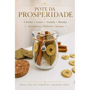 Pote da Prosperidade com Citrino, Canela, Louro e Moedas | Dinheiro, Abundância e Sucesso
