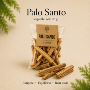 PALO SANTO 25G ORIGINAL LIMPEZA ENERGÉTICA AROMA NATURAL MADEIRA SAGRADA PARA RITUAIS E MEDITAÇÃO