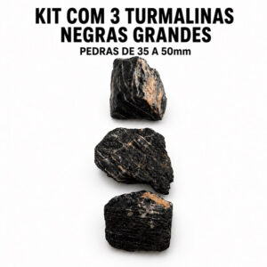 Kit 3 Pedras Turmalina Negra Bruta Grandes | 35 a 50 mm – proteção, aterramento e limpeza energética
