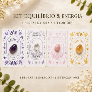 KIT CRISTAIS EQUILÍBRIO & ENERGIA CITRINO AMETISTA QUARTZO ROSA QUARTZO TRANSPARENTE PEDRAS NATURAIS