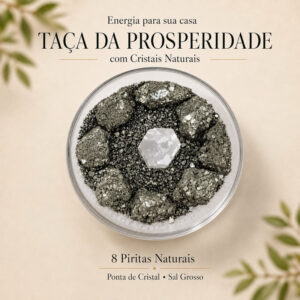 Taça da Prosperidade com Pirita Natural | Taça Energética com Quartzo Cristal, Sal Grosso e Cristais Naturais