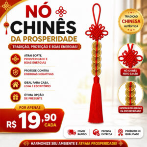 Amuleto Feng Shui com 5 Moedas Chinesas da Prosperidade | Nó Chinês para Porta, Casa e Comércio