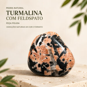Pedra Turmalina com Feldspato GG Natural Proteção Energética Pedra da Transformação Cristal Natural Amuleto